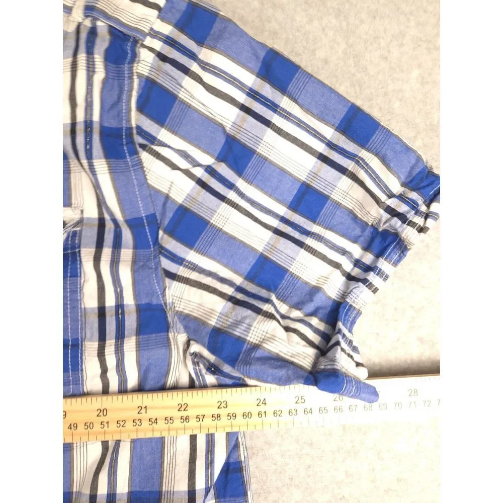 Southpole‎ Mens Button Up Shirt Short Sleeve XL Hexagon Product Blue Stripe